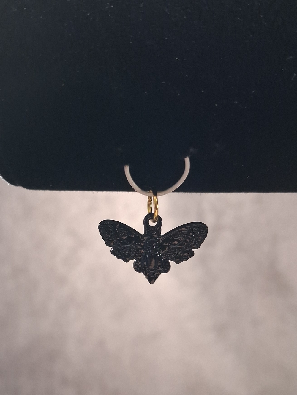 2/$5 Black + Gold Tone Metal 17mm x 20mm Death's-Head Hawkmoth Pendant NEW